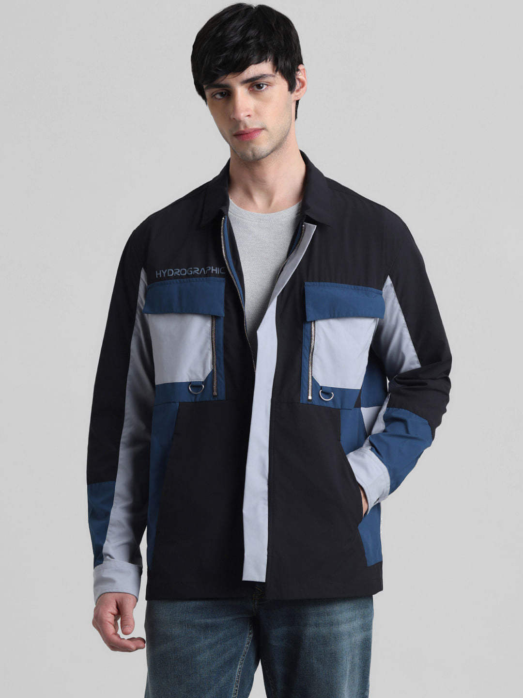 URBAN RACERS by Jack&Jones Blue Colourblocked Oversized Shirt