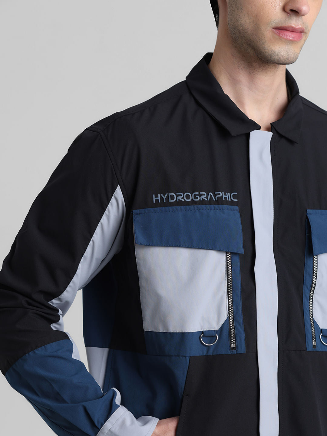 URBAN RACERS by Jack&Jones Blue Colourblocked Oversized Shirt