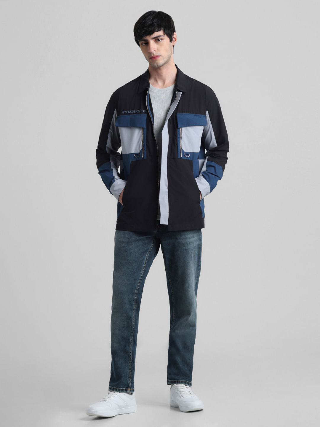 URBAN RACERS by Jack&Jones Blue Colourblocked Oversized Shirt