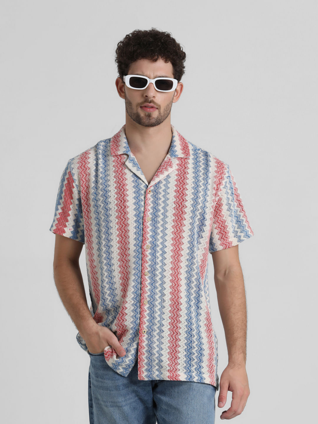 Blue Yarn Dyed Striped Shirt - S