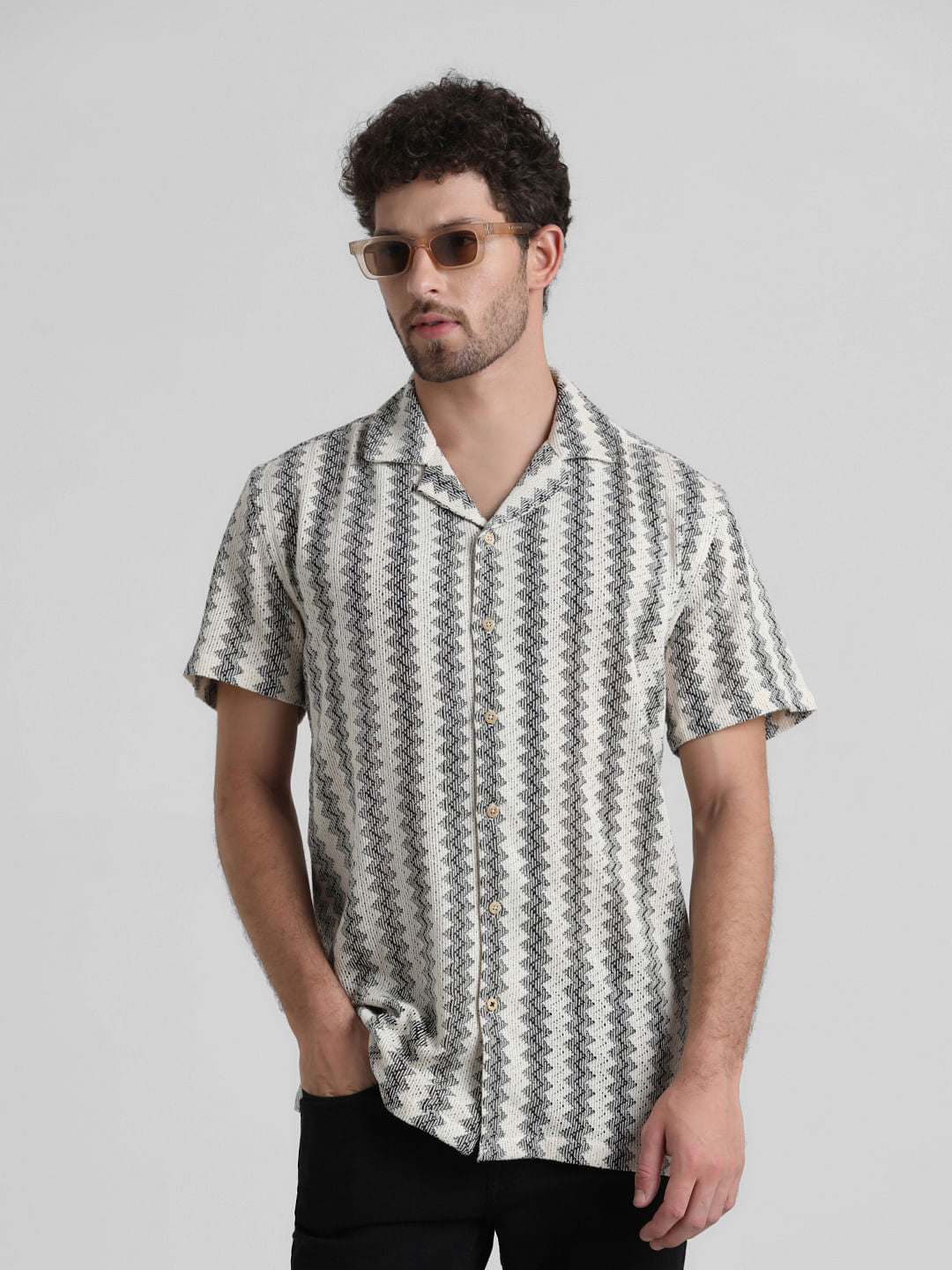 Black Yarn Dyed Striped Shirt - S