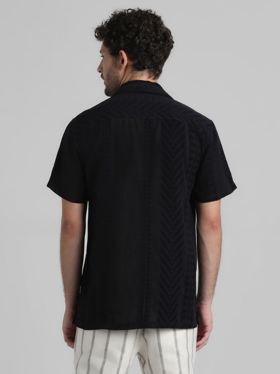 Black Printed Short Sleeves Shirt