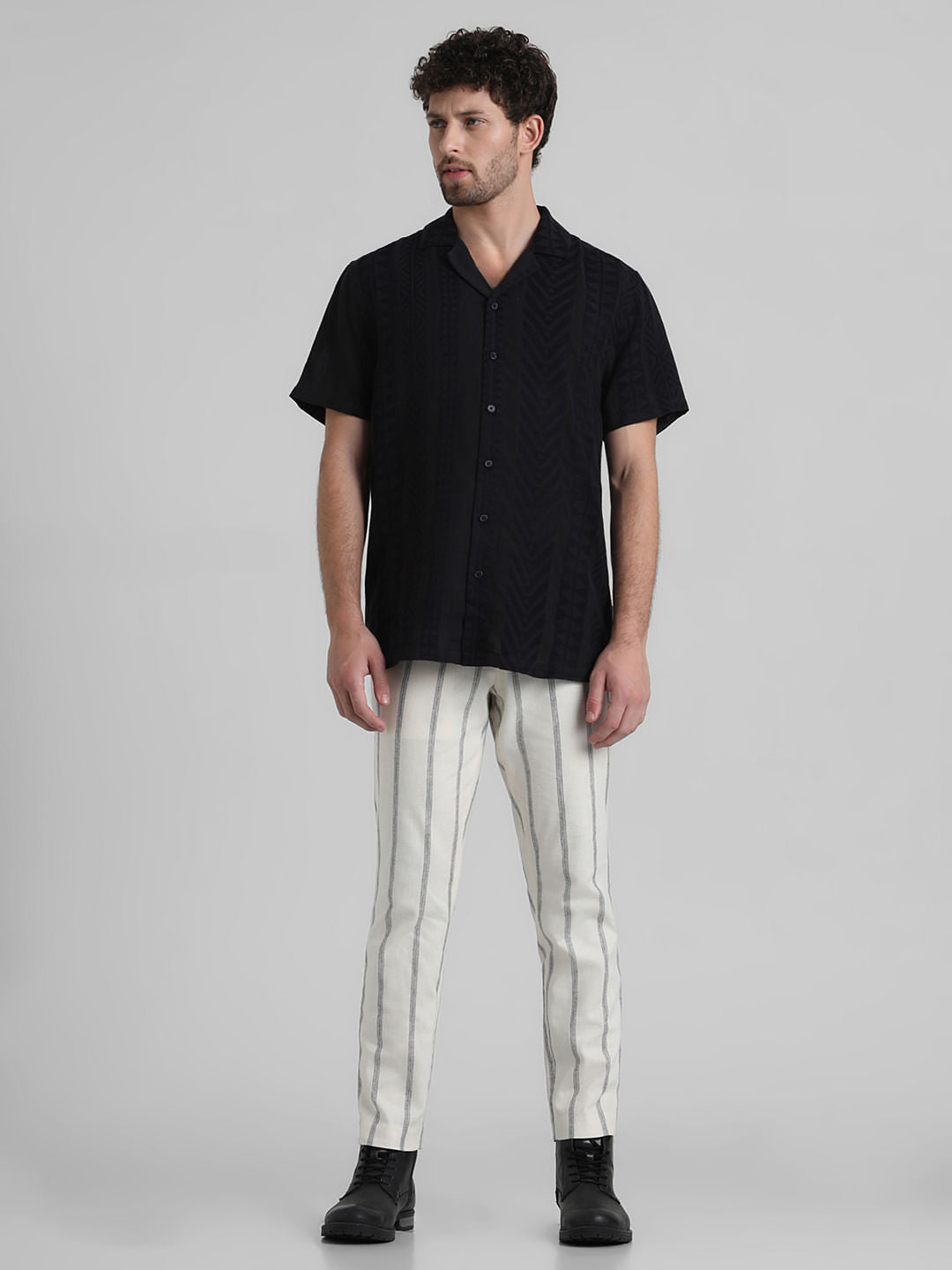 Black Printed Short Sleeves Shirt
