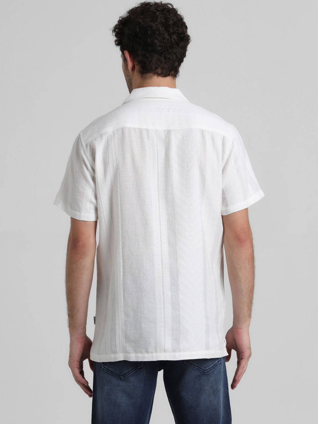White Printed Short Sleeves Shirt