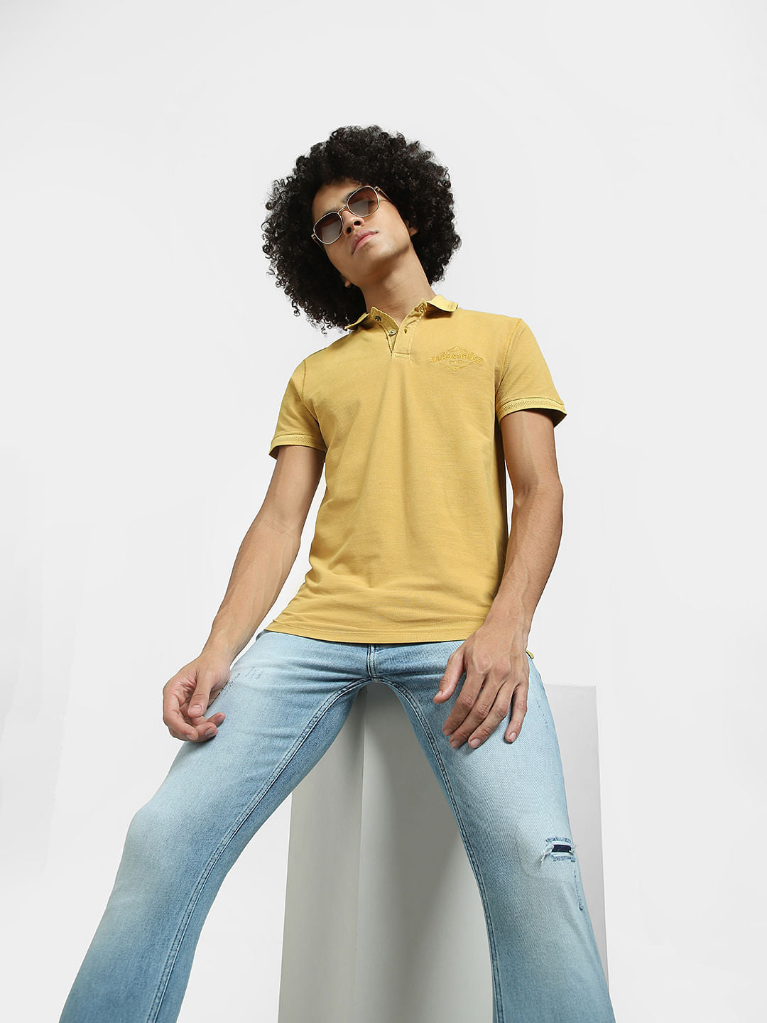 Yellow Cotton Polo T-shirt