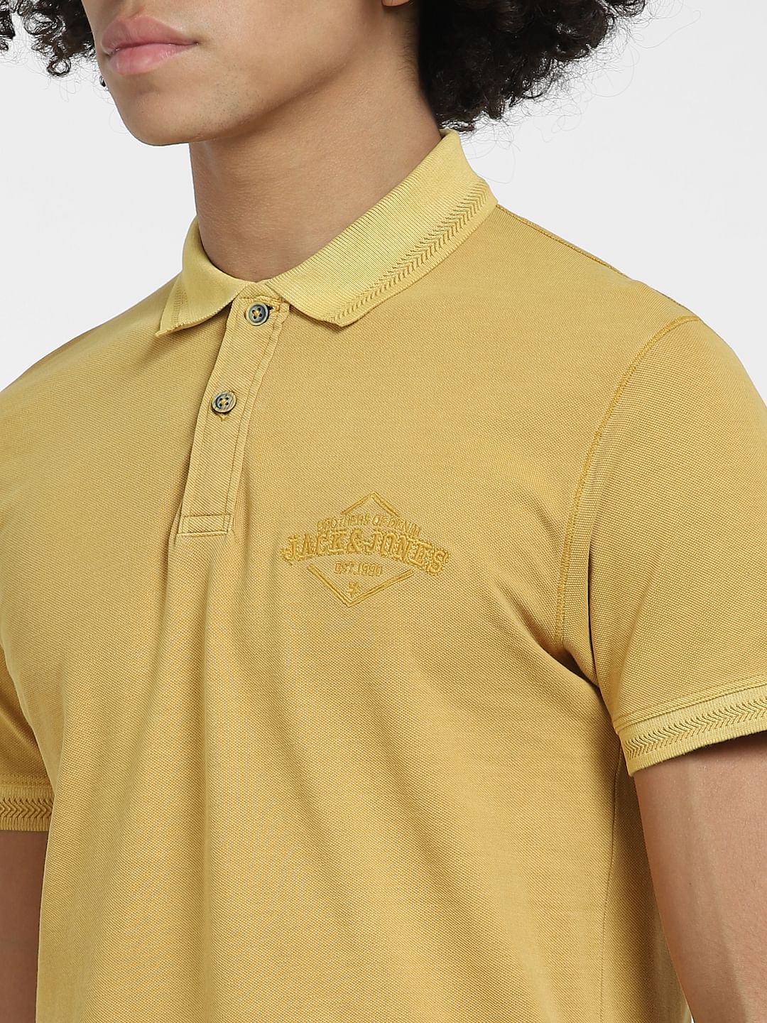 Yellow Cotton Polo T-shirt
