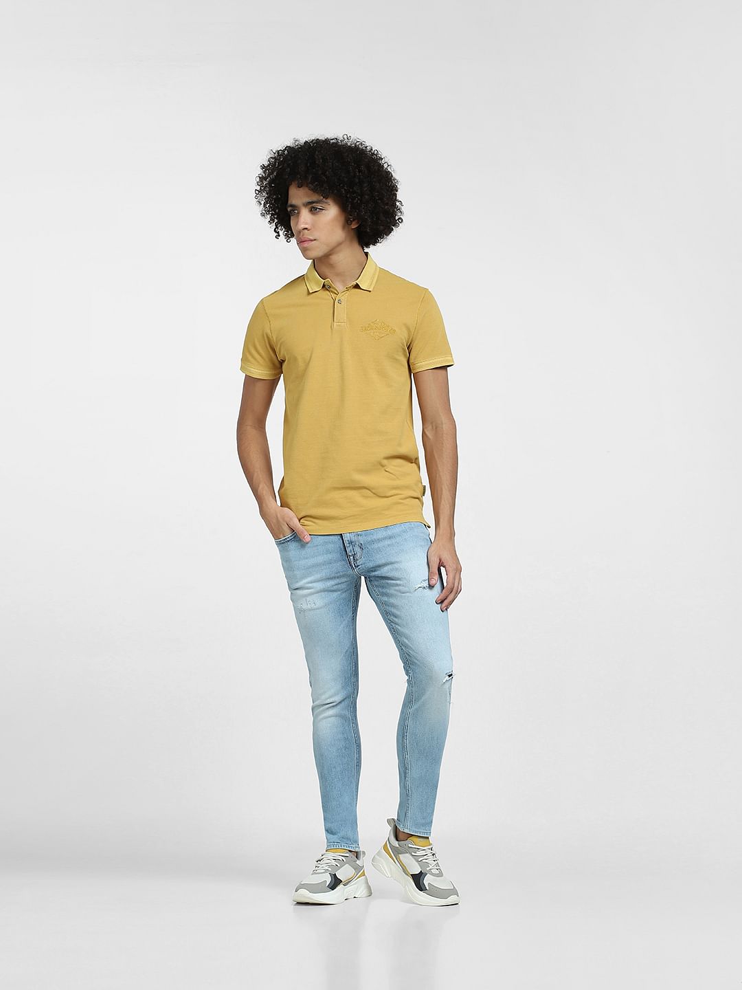 Yellow Cotton Polo T-shirt