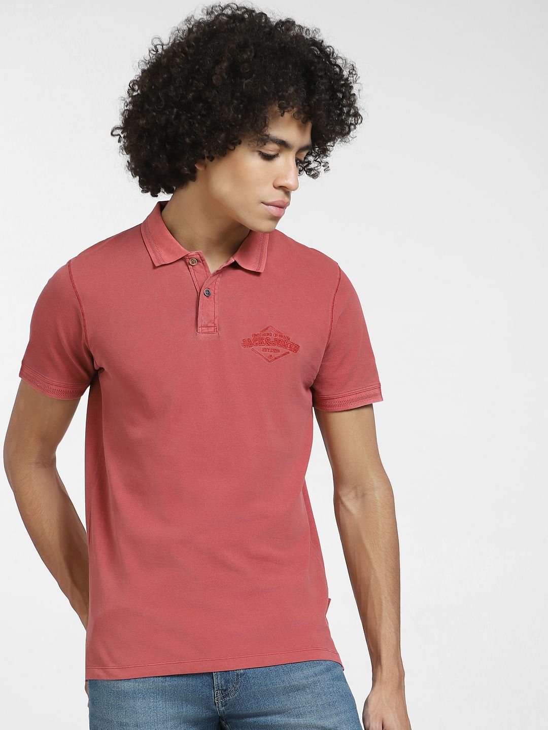 Red Cotton Polo T-shirt