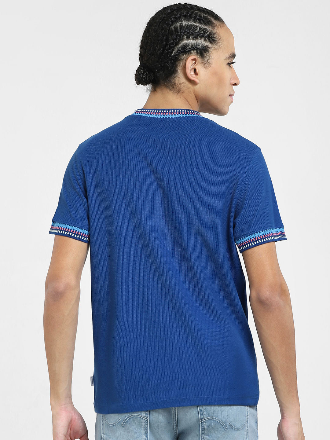 Blue Patchwork Detail T-shirt