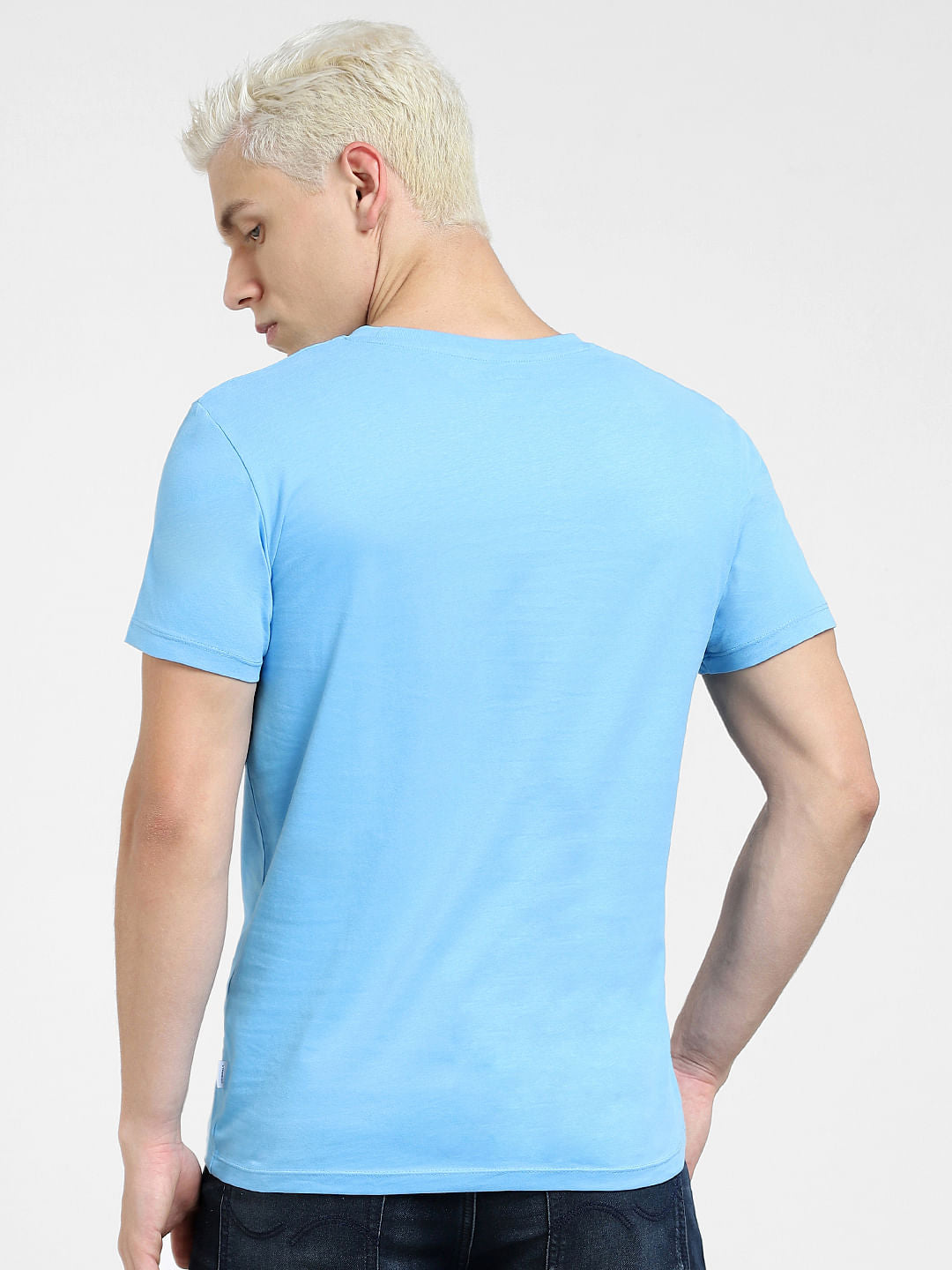 Blue Graphic Print Crew Neck T-shirt