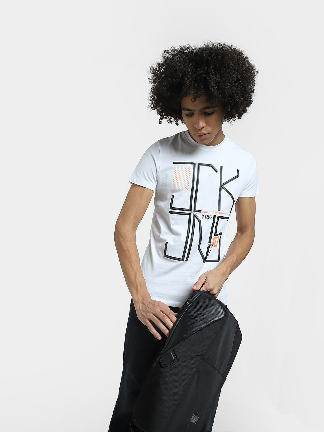 White Typographic Print Crew Neck T-shirt