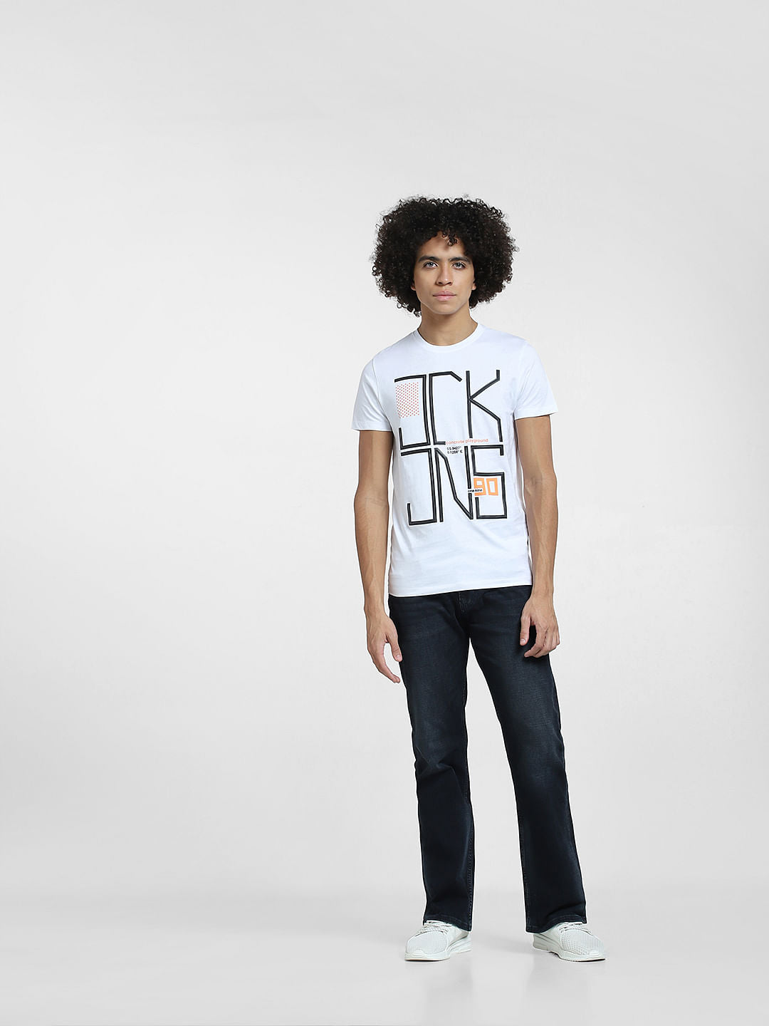 White Typographic Print Crew Neck T-shirt