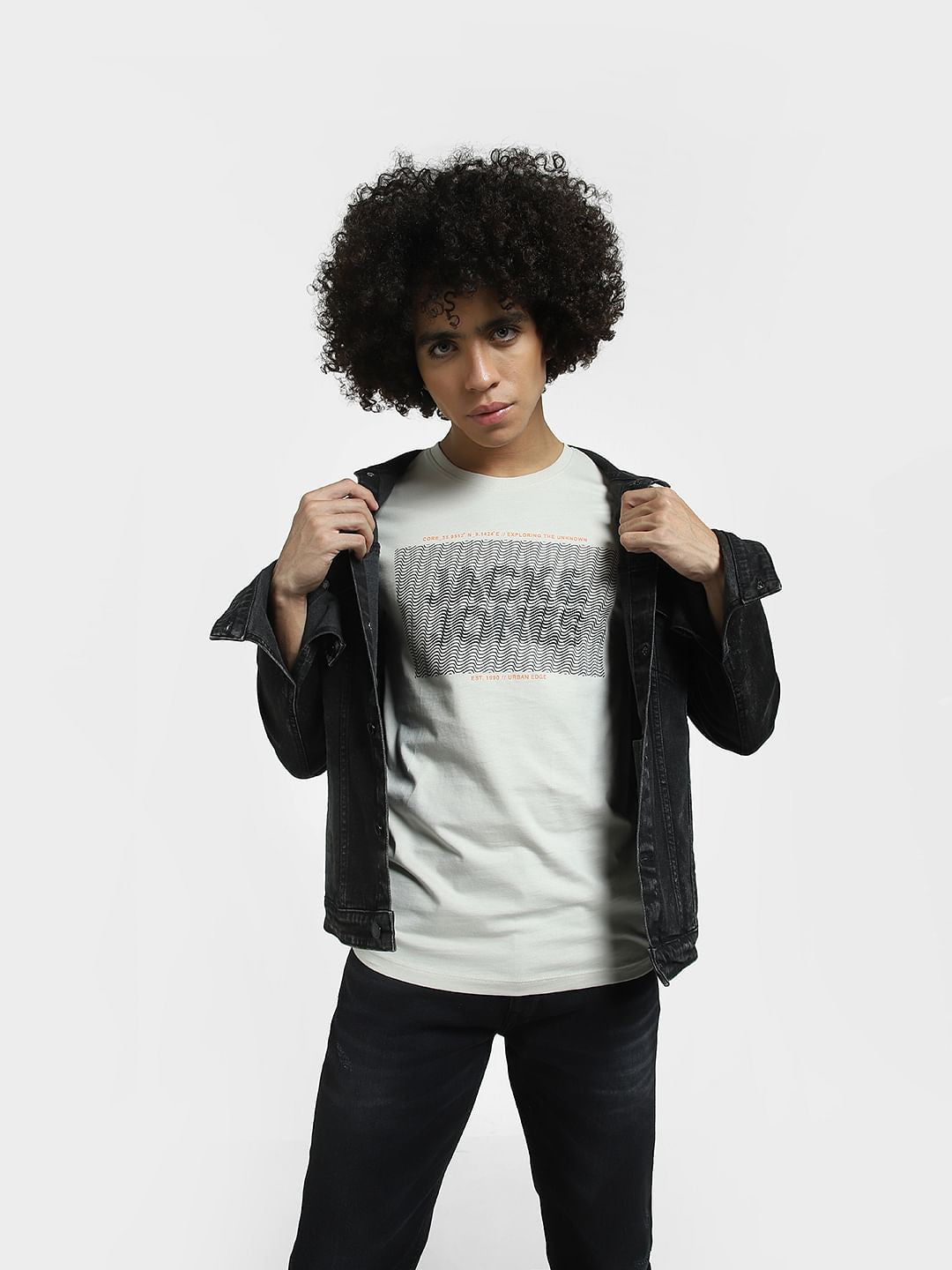 Grey Typographic Print Crew Neck T-shirt - S