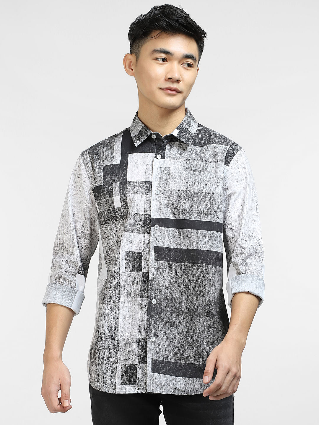 Black Printed Full Sleeves Shirt