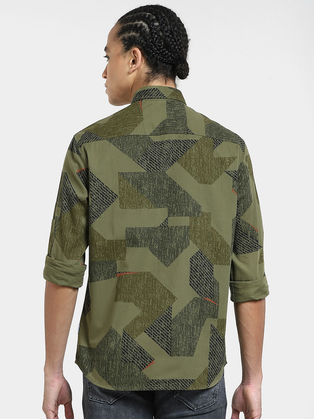 Green Printed Full Sleeves Shirt