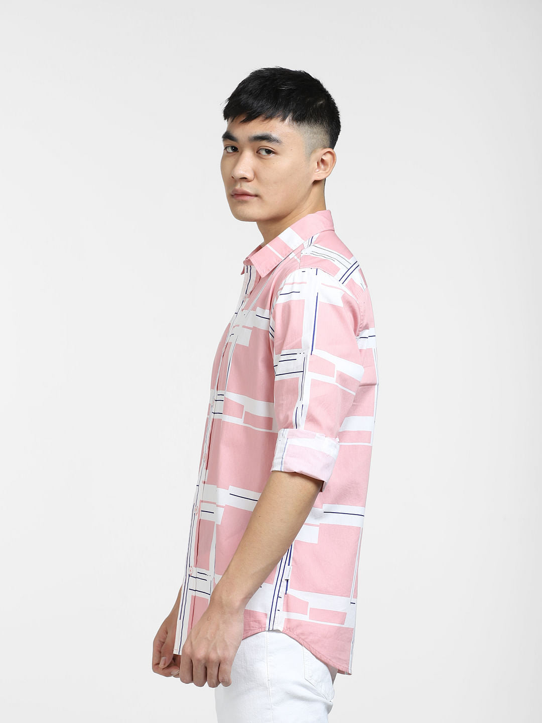 Pink Printed Full Sleeves Shirt