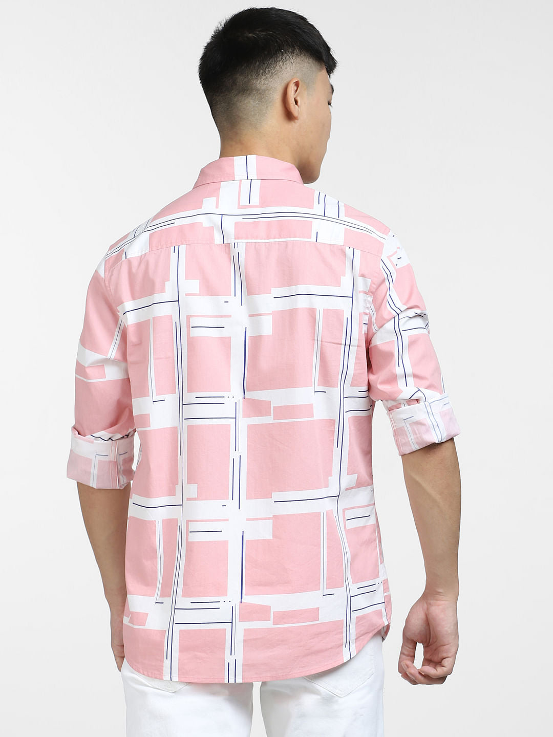 Pink Printed Full Sleeves Shirt