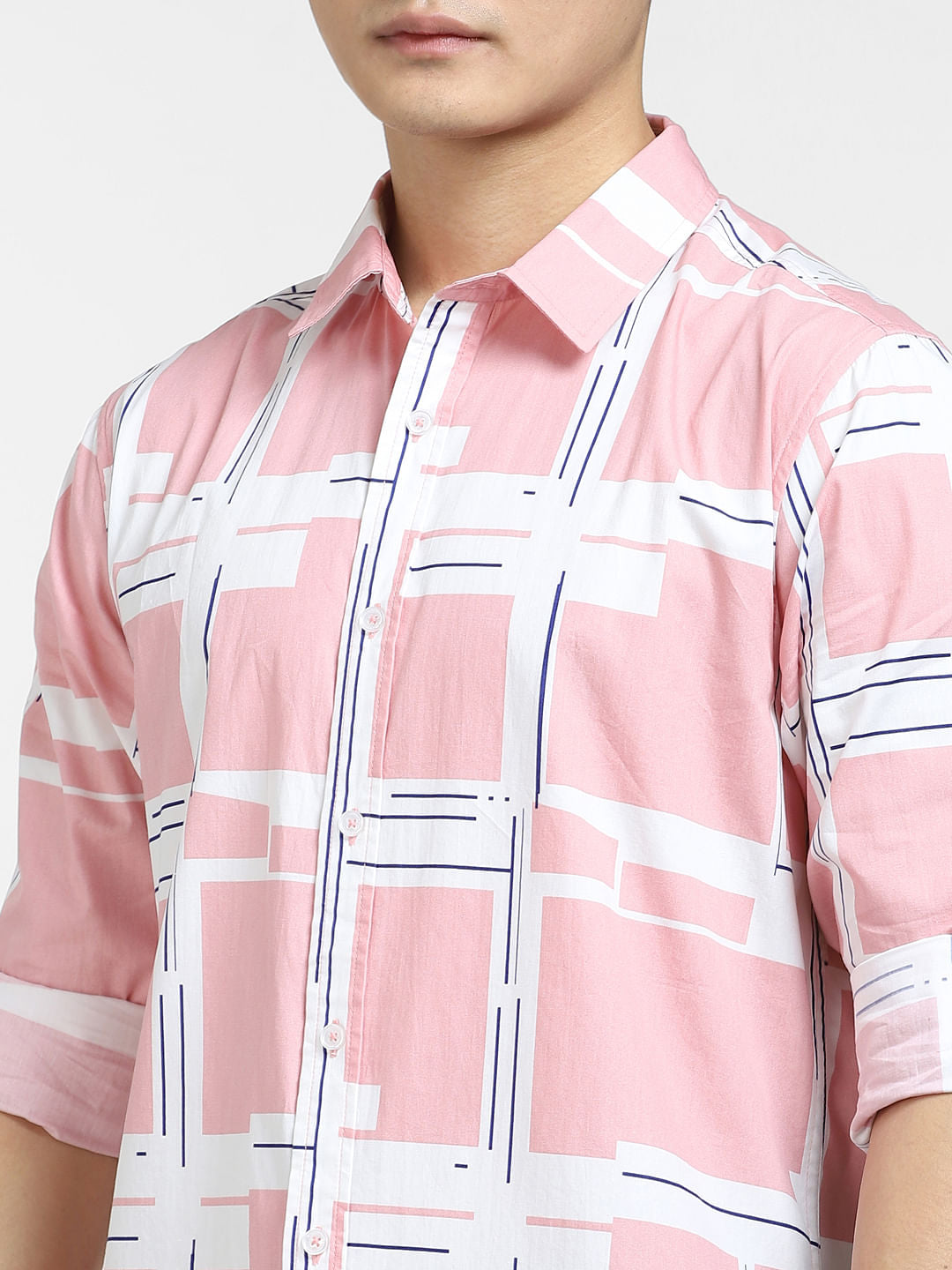 Pink Printed Full Sleeves Shirt