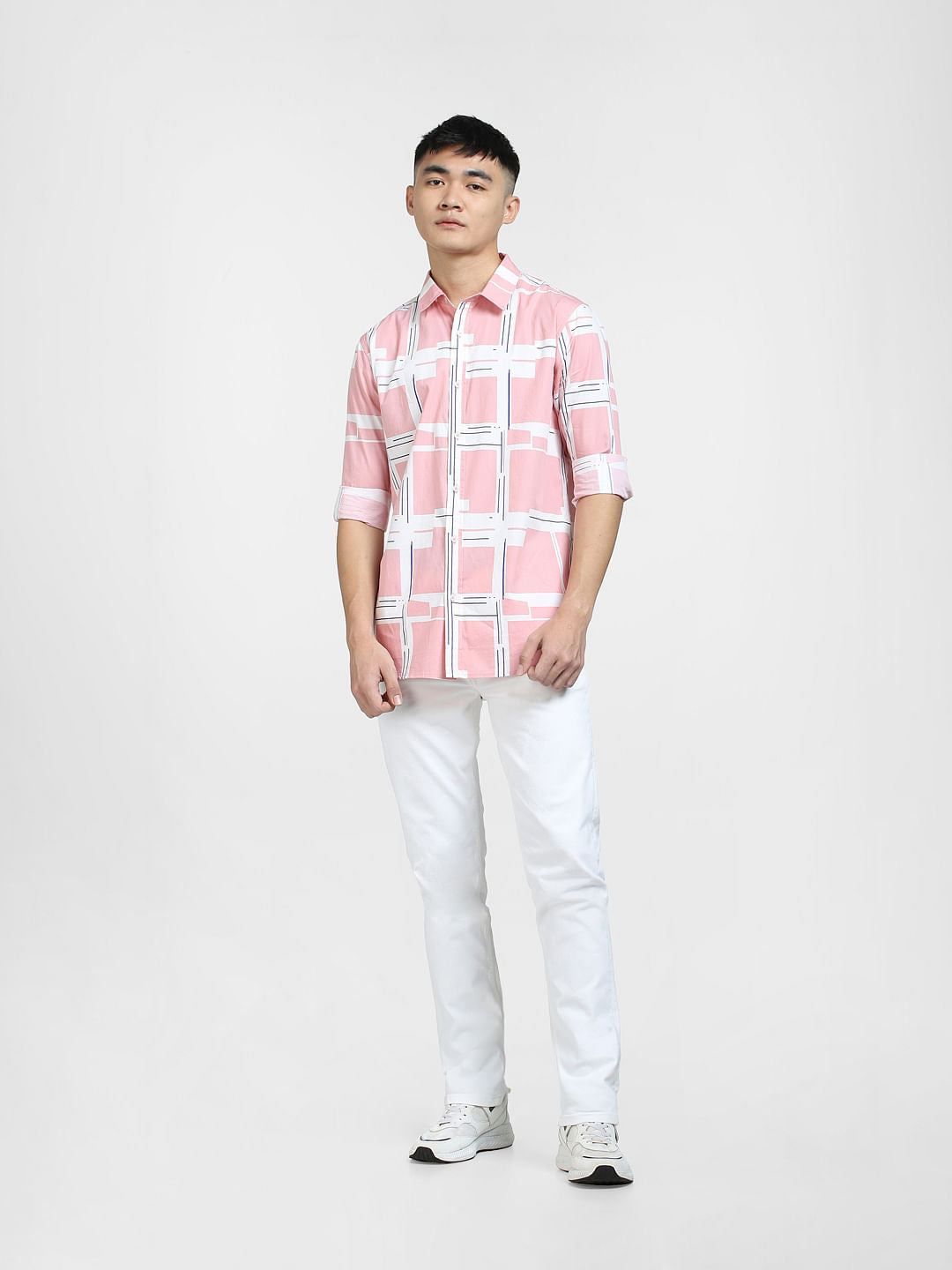 Pink Printed Full Sleeves Shirt