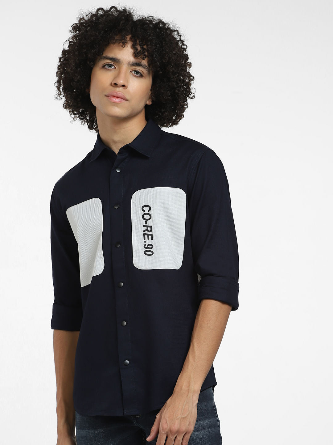 Blue Cut & Sew Full Sleeves Shirt