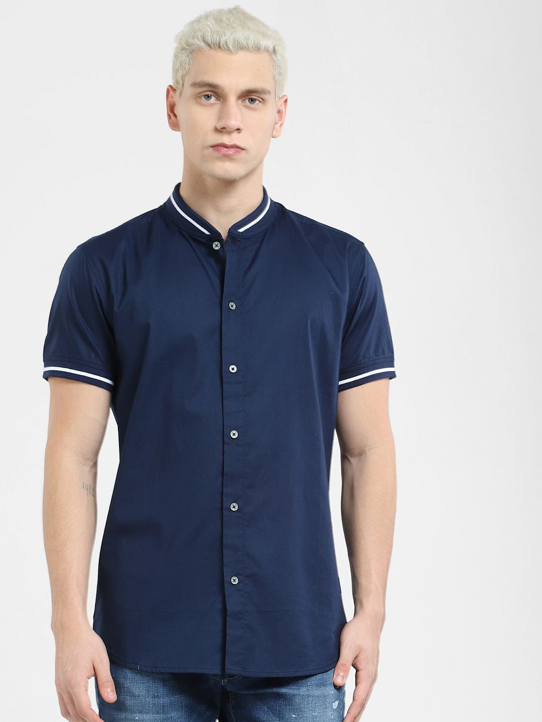 Dark Blue Short Sleeves Shirt