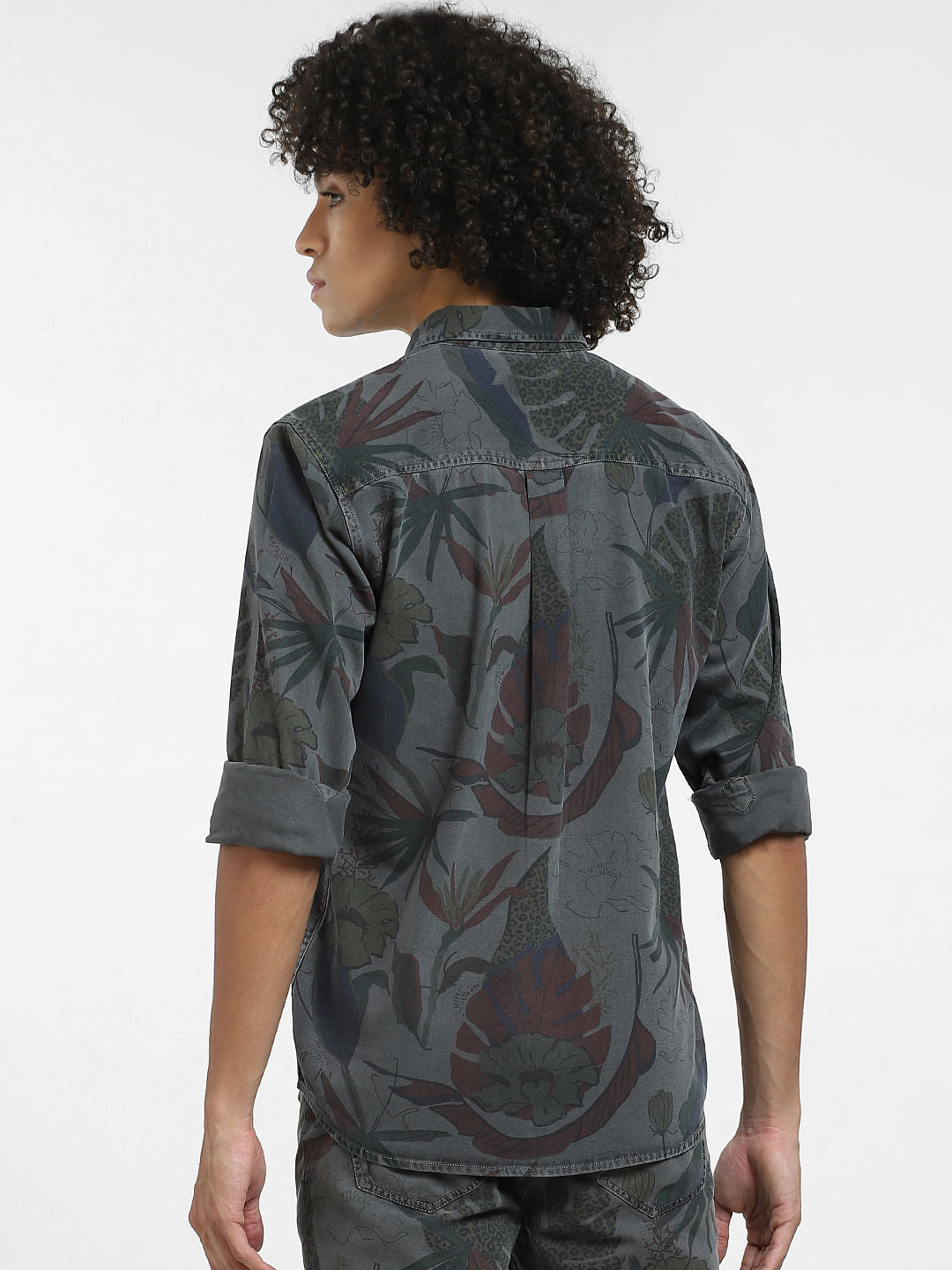 Grey Floral Co-ord Set Shirt