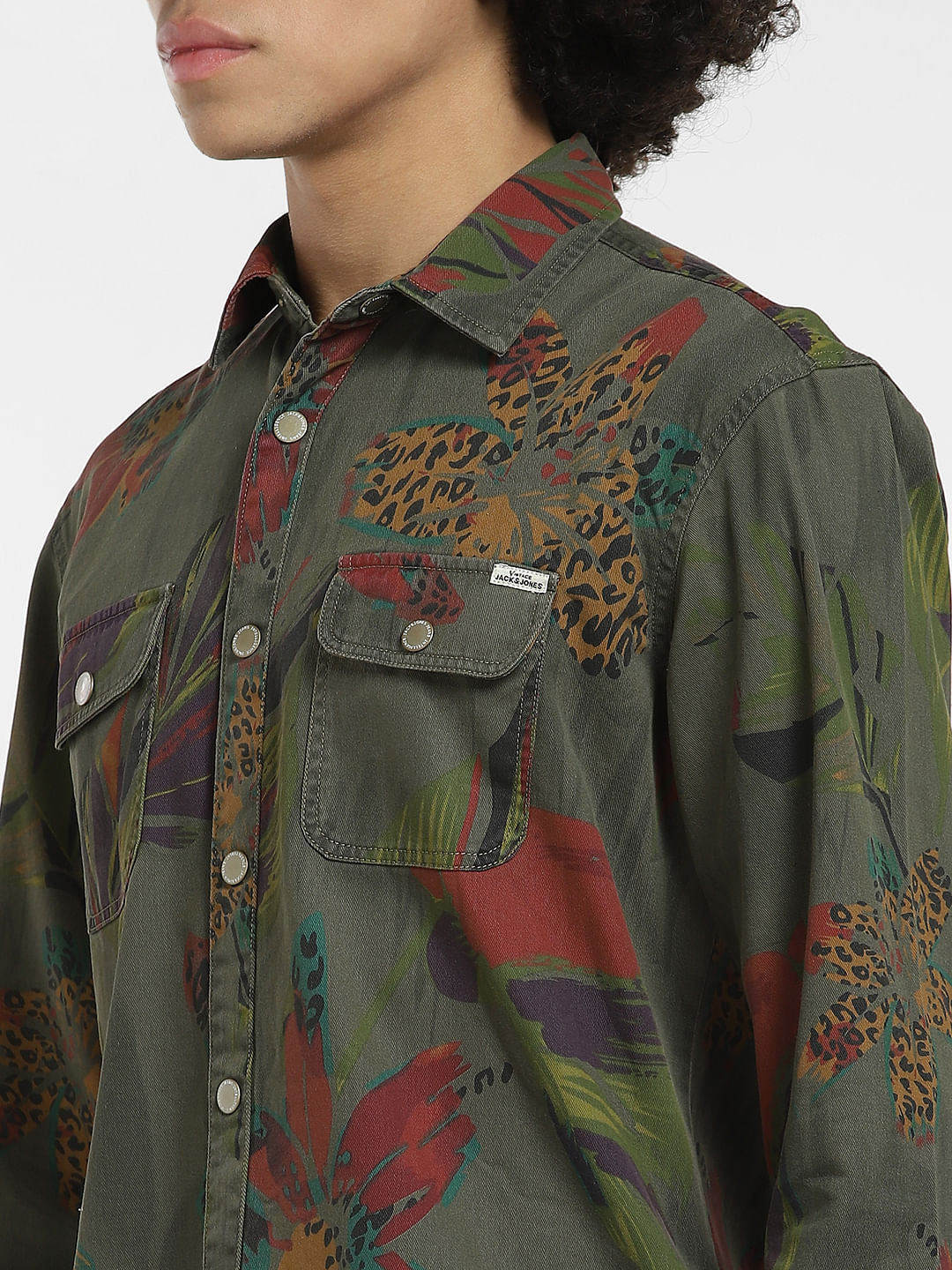 Green Floral Full Sleeves Shirt
