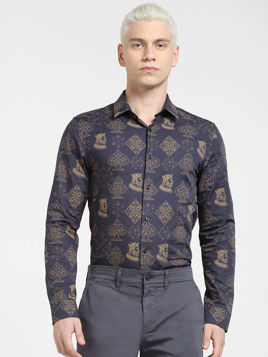 Black Printed Full Sleeves Shirt