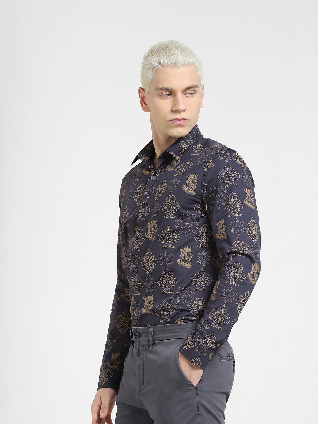 Black Printed Full Sleeves Shirt