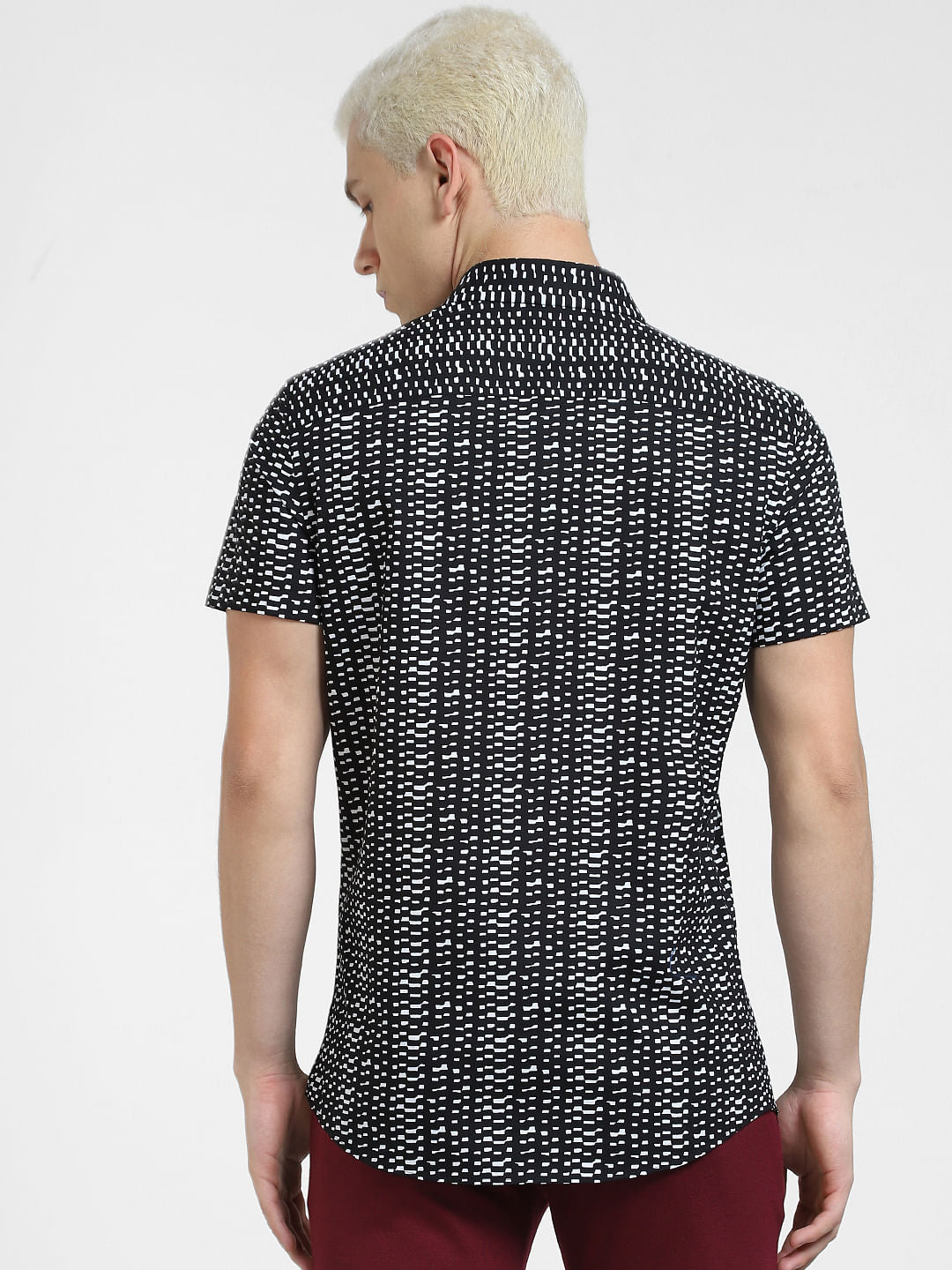 Black Printed Short Sleeves Shirt