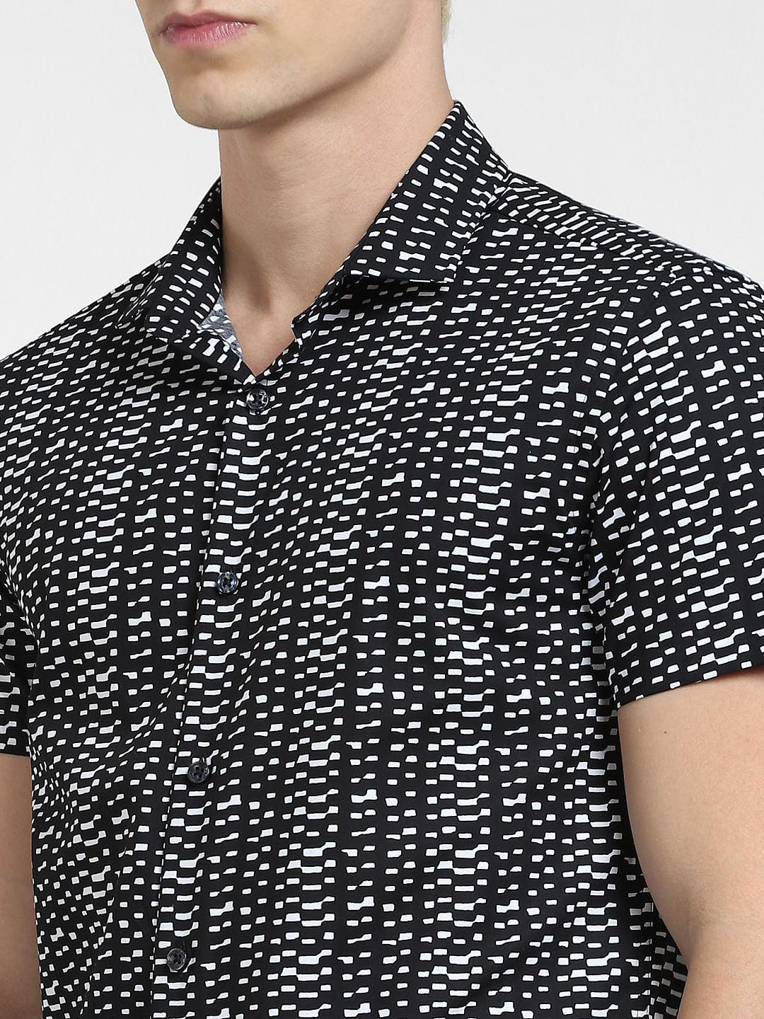 Black Printed Short Sleeves Shirt