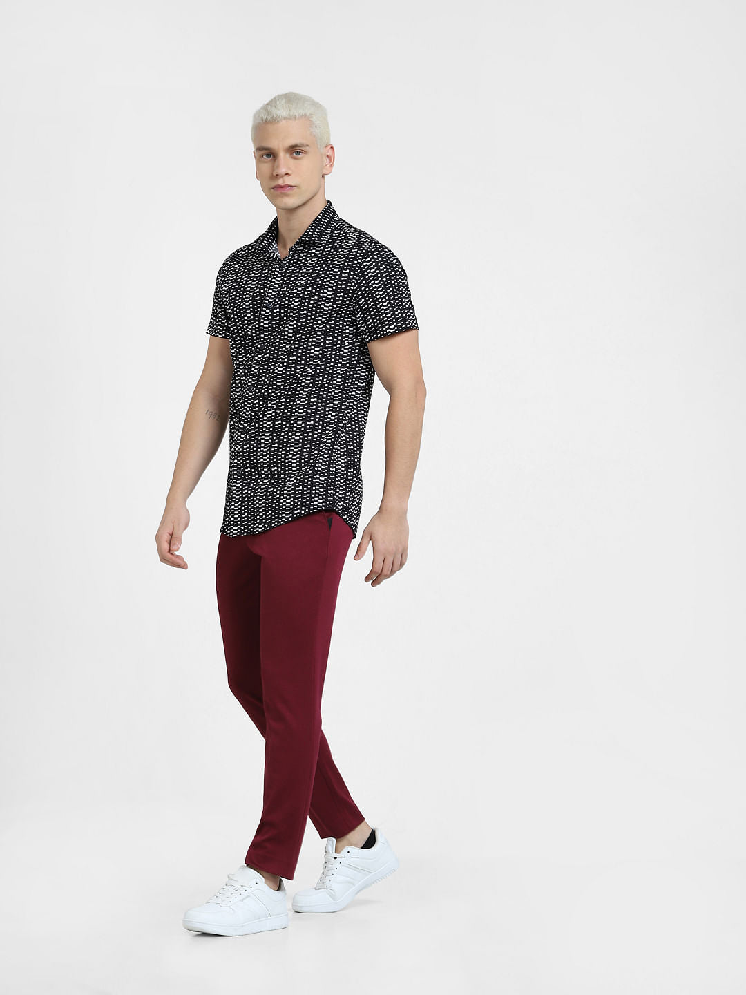 Black Printed Short Sleeves Shirt