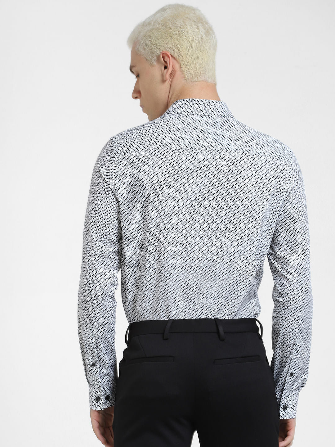 Grey Printed Full Sleeves Shirt