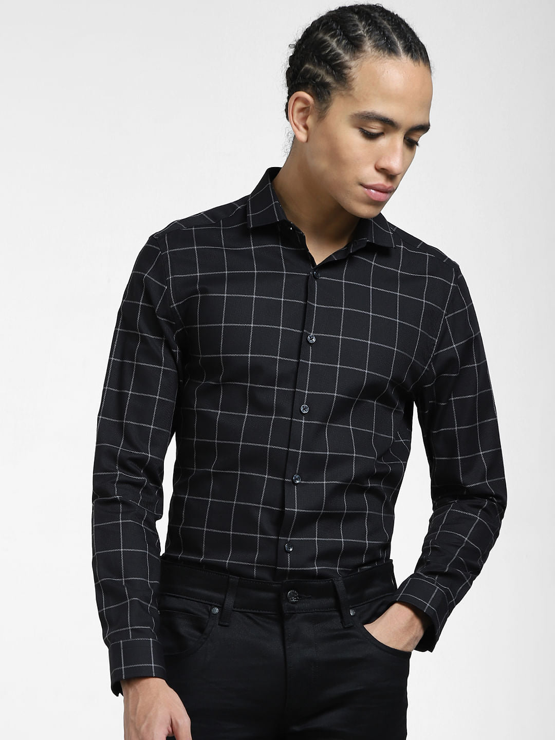 Black Check Full Sleeves Shirt