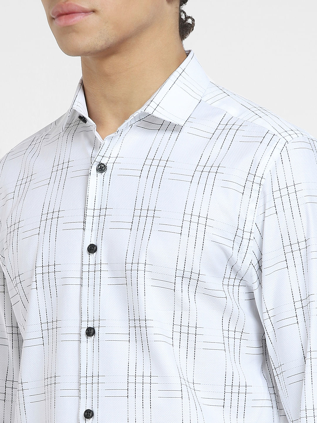White Check Full Sleeves Shirt