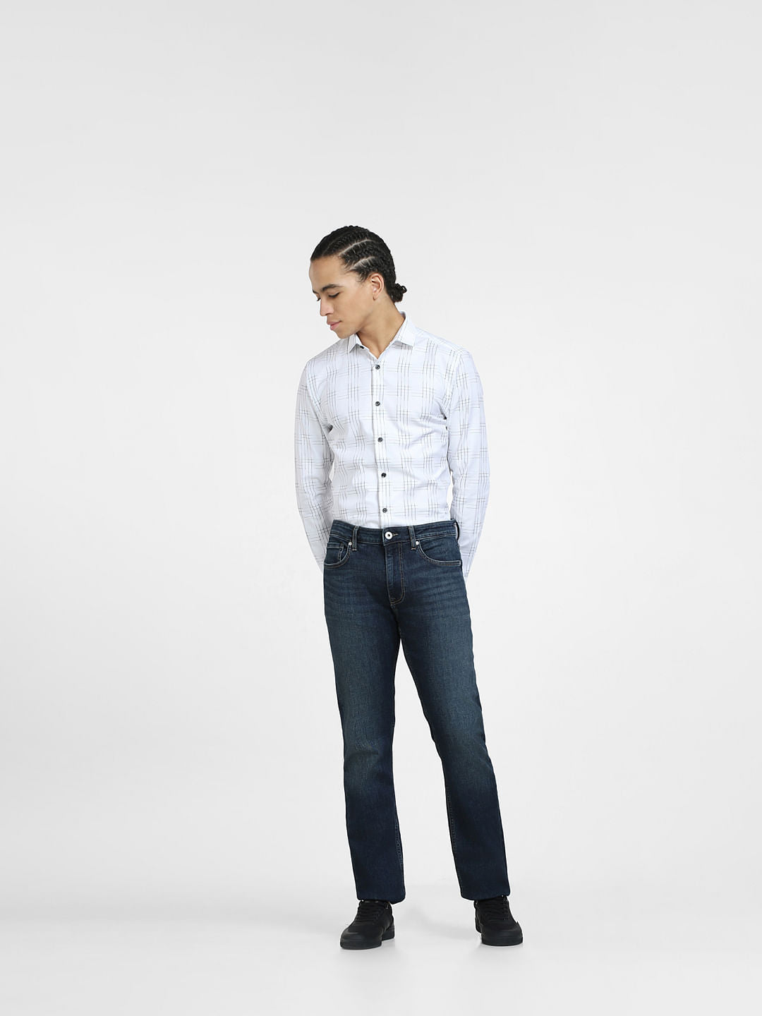 White Check Full Sleeves Shirt