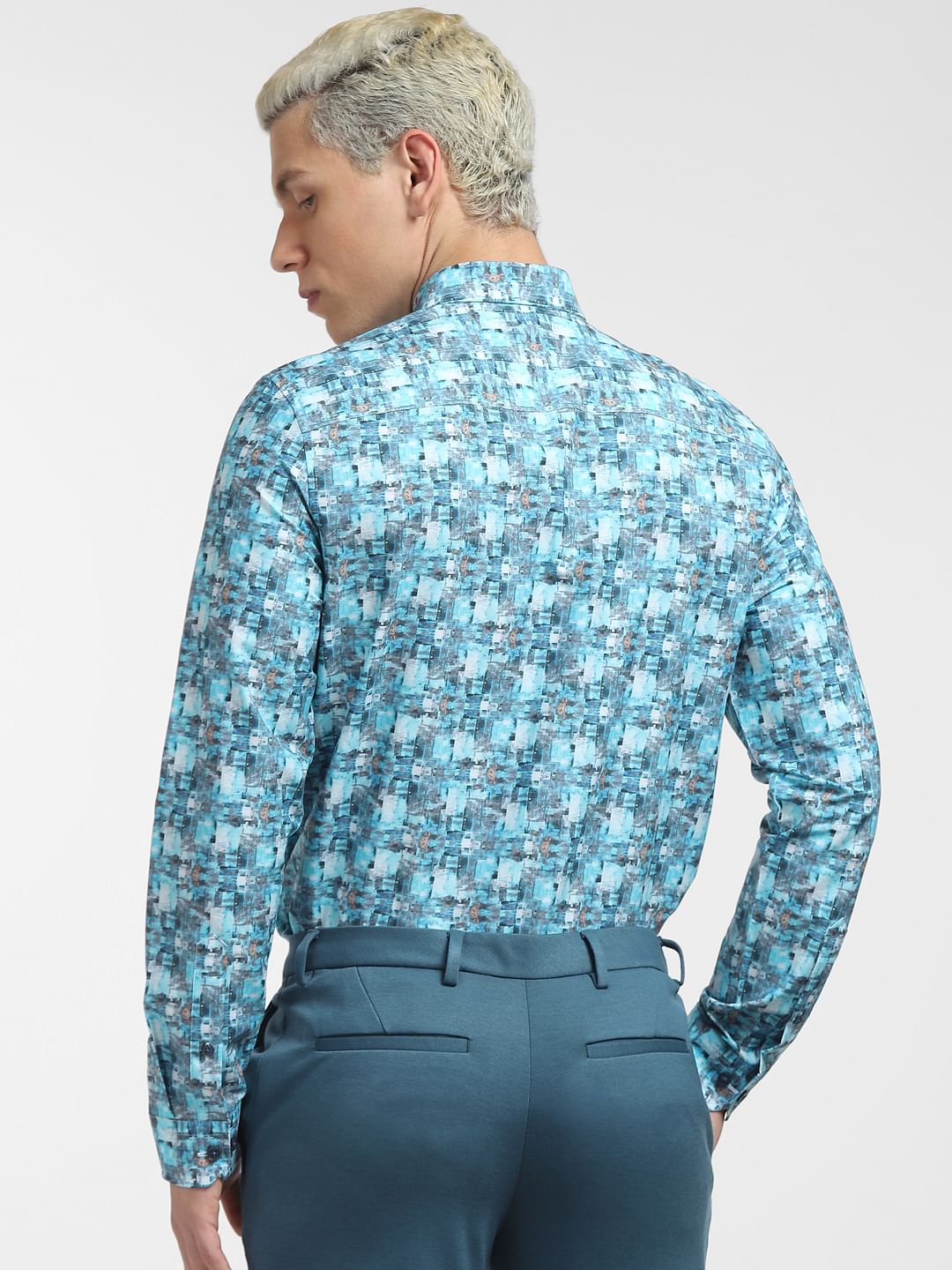 Blue Abstract Print Full Sleeves Shirt