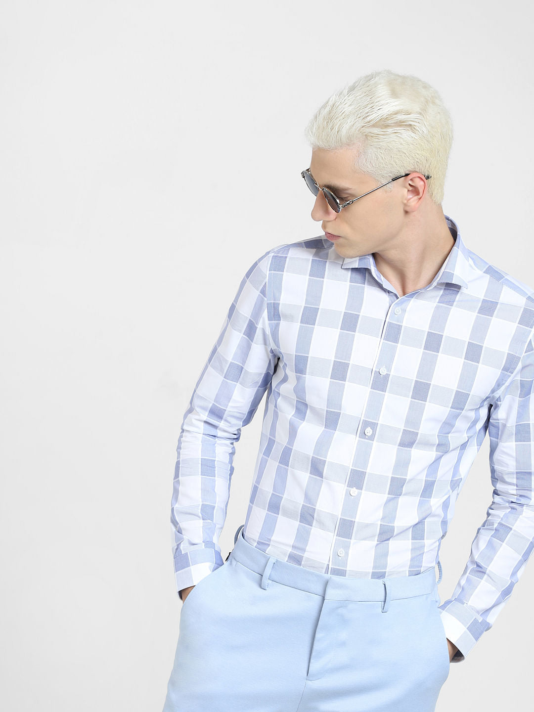 Blue Check Full Sleeves Shirt - S