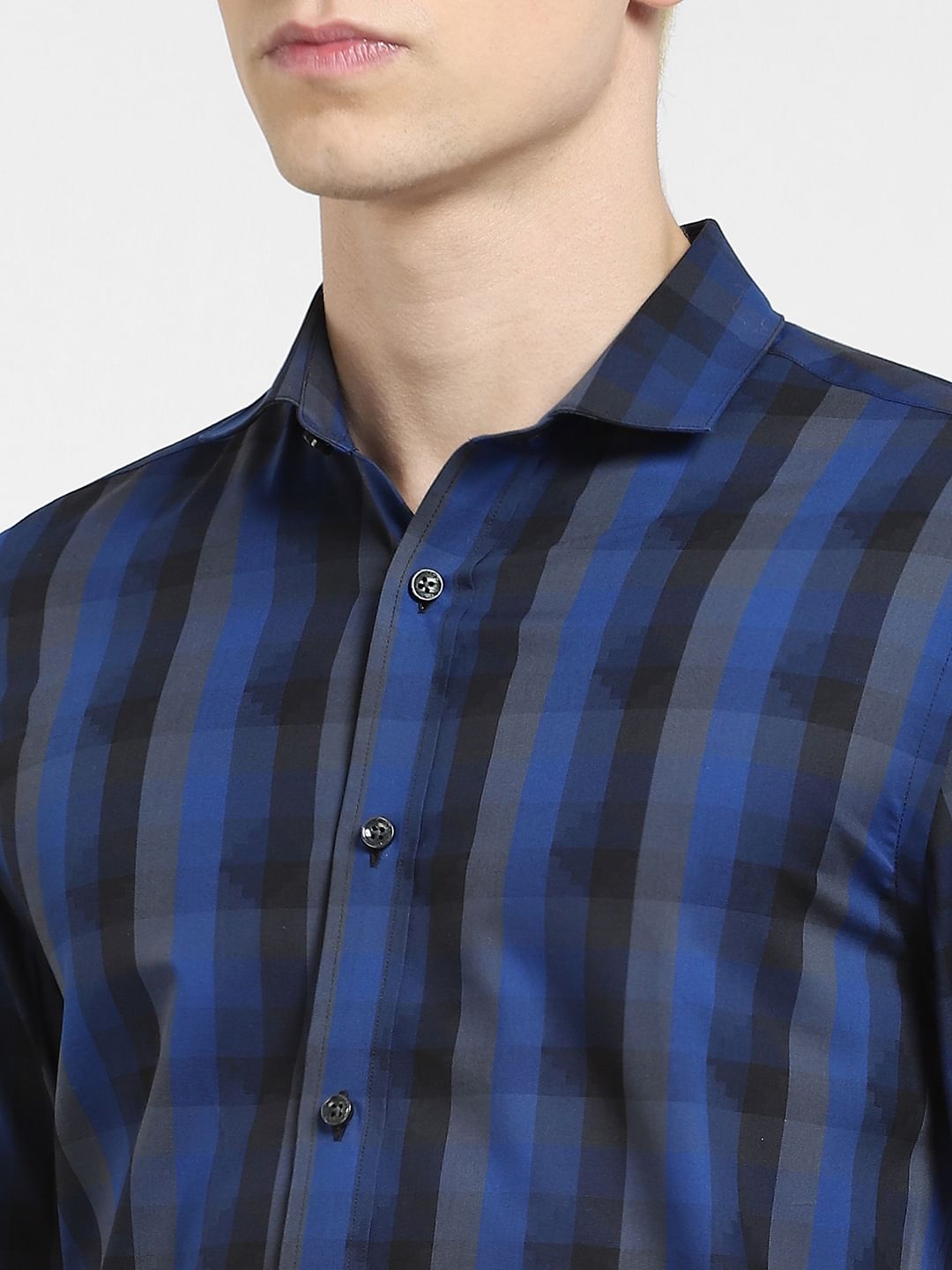 Dark Blue Check Full Sleeves Shirt