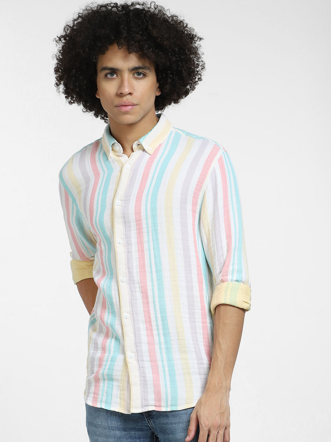 White Striped Full Sleeves Shirt