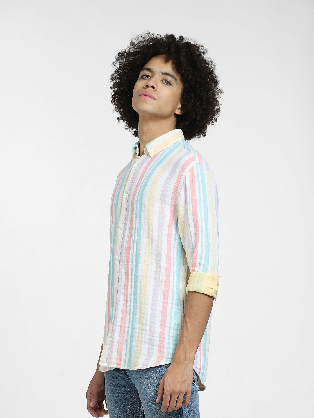 White Striped Full Sleeves Shirt