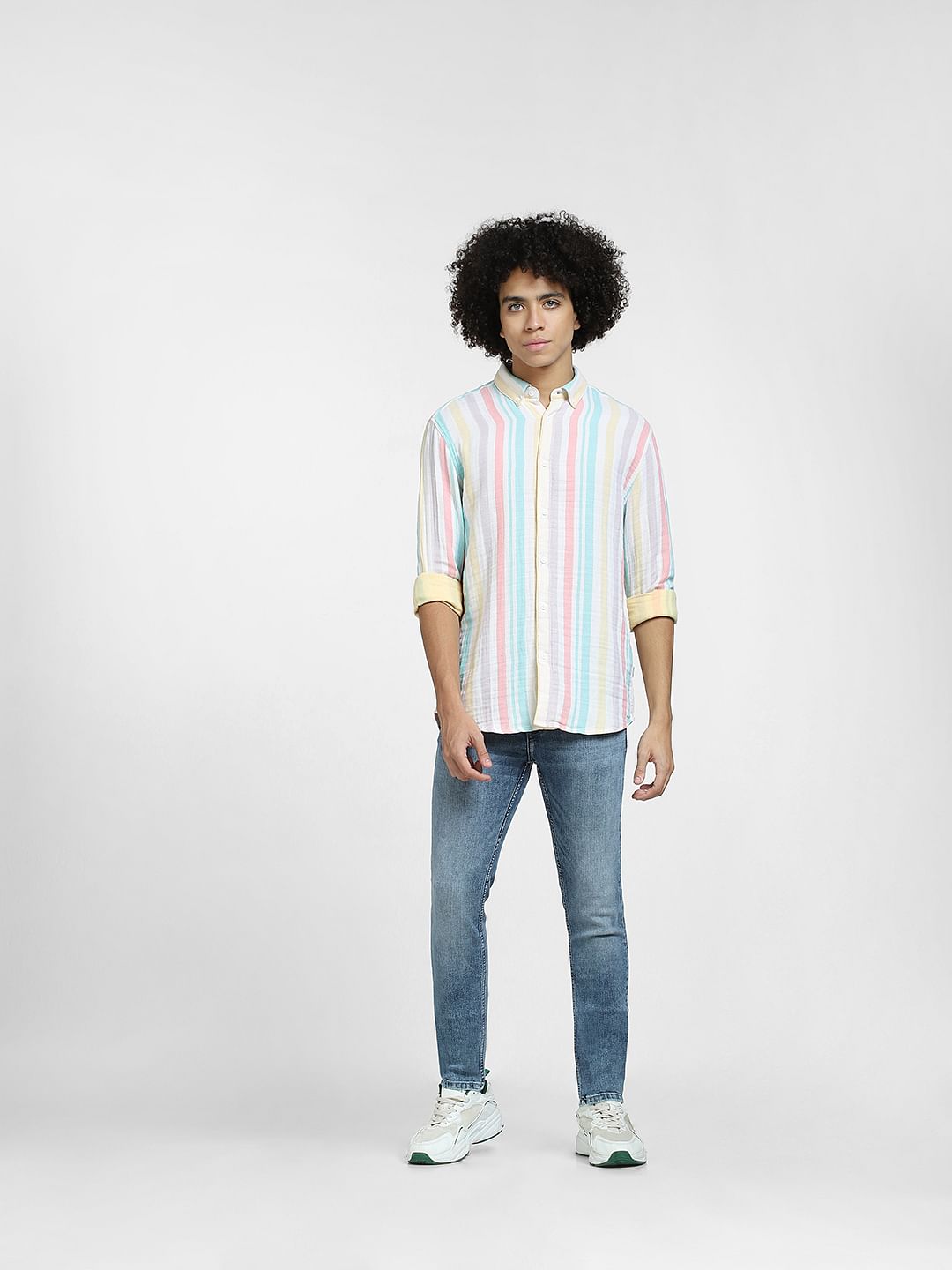 White Striped Full Sleeves Shirt