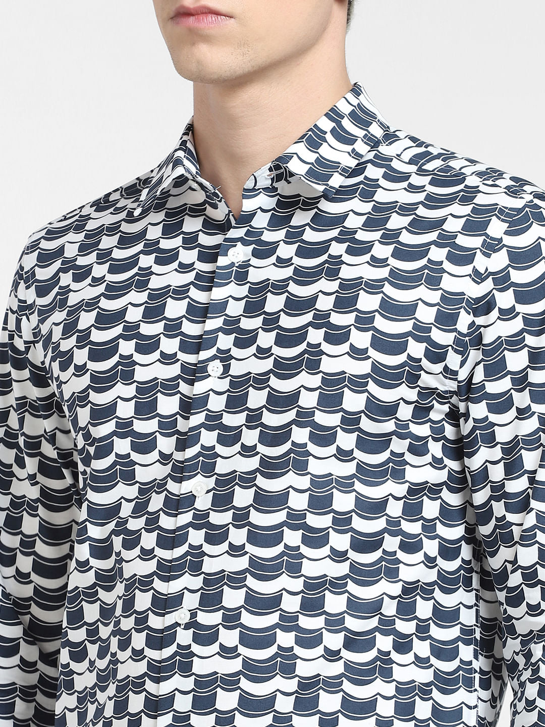 Blue Abstract Print Full Sleeves Shirt