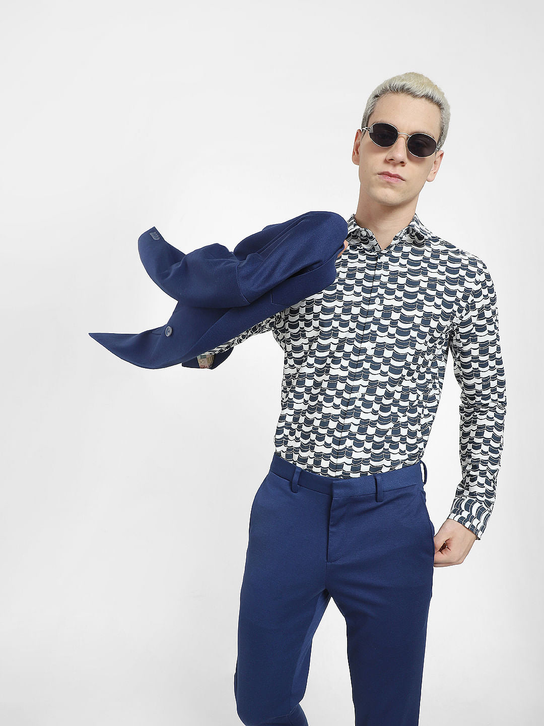 Blue Abstract Print Full Sleeves Shirt