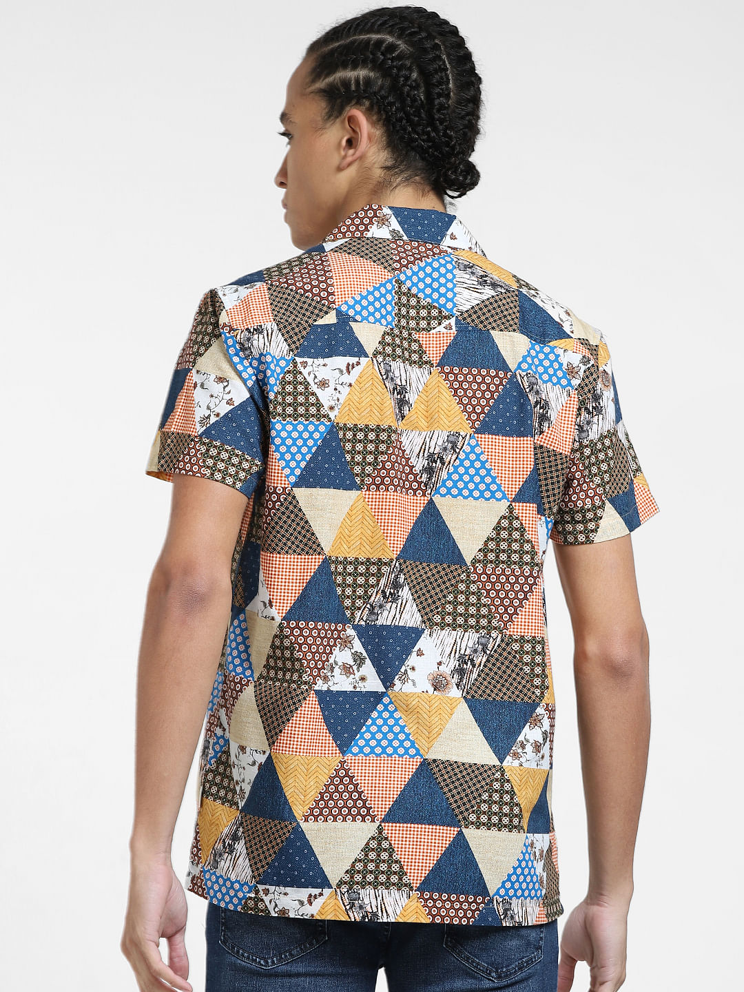 Yellow Printed Short Sleeves Shirt