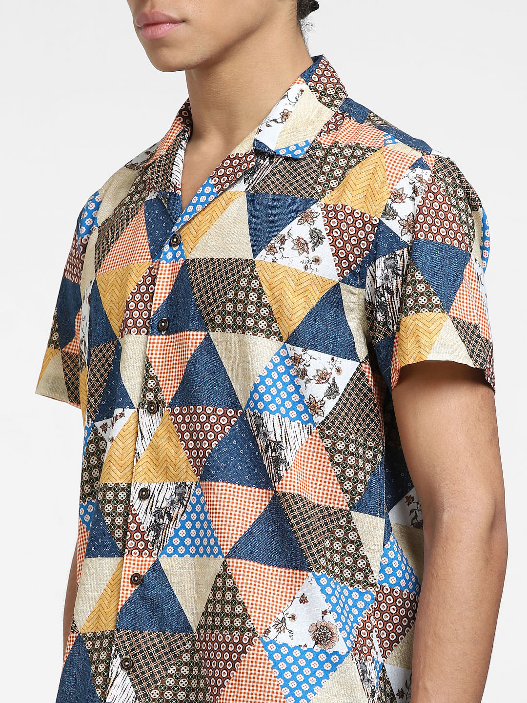 Yellow Printed Short Sleeves Shirt