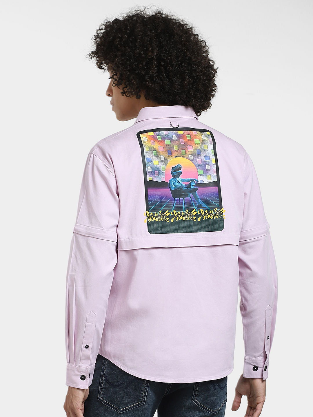 METAVERSE Purple Printed Oversized Shirt