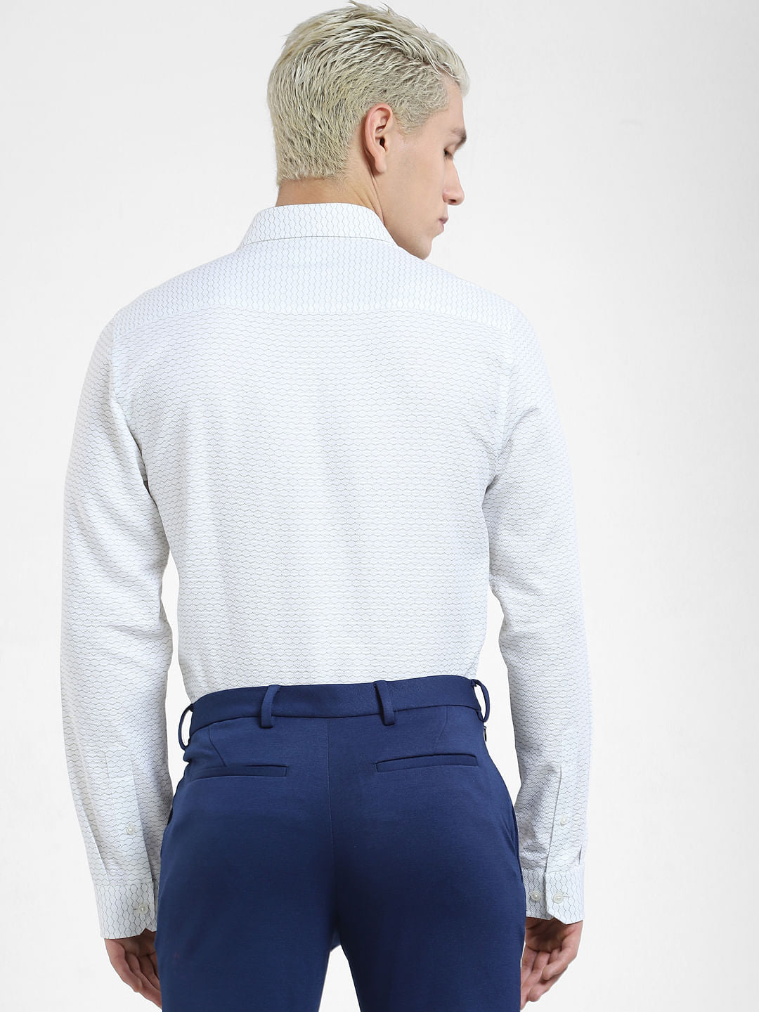 White Printed Full Sleeves Shirt