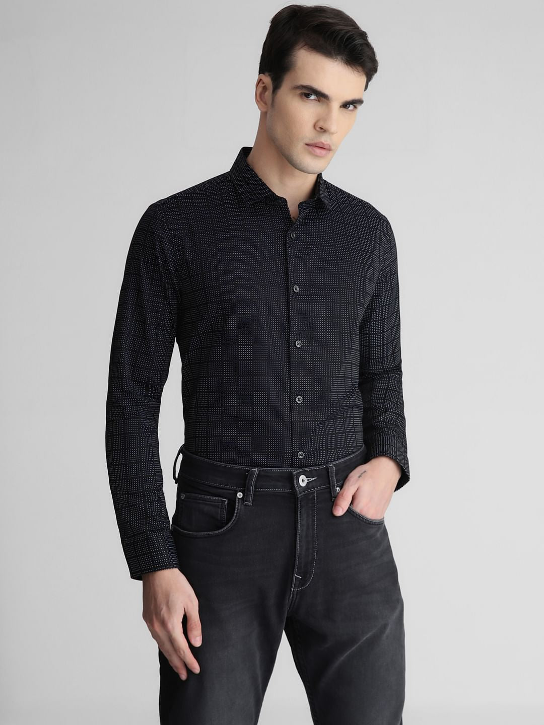 Black Check Full Sleeves Shirt