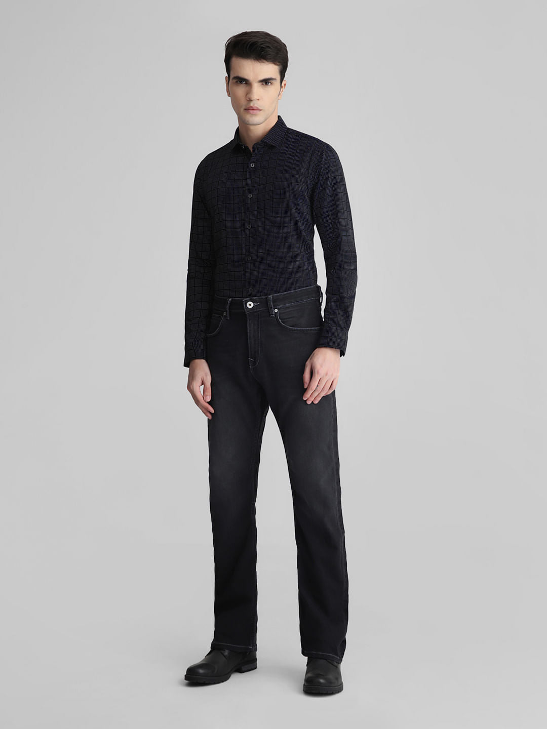 Black Check Full Sleeves Shirt